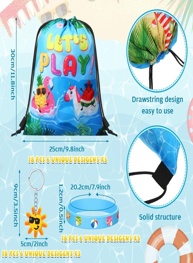 Realspring 91 Pcs Beach Pool Party Favors 9 Inch Beach Balls Bulk Summer Drawstring Backpack Bracelets Keychain Straws for Birthday Pool Party Supplies Goodie Bag Stuffers(Enjoy Summer) - Image 3